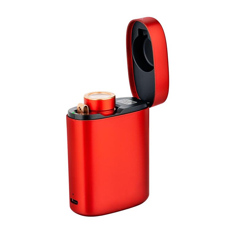 Rotes Lade-Etui für Olight Baton 3 mit offener Klappe