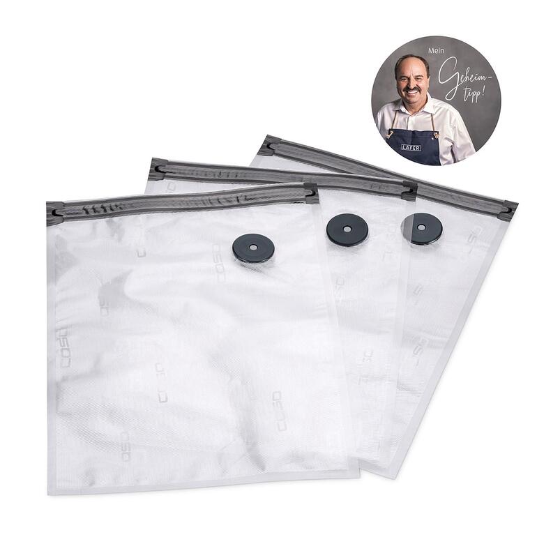 Ersatz-Vakuumbeutel, drei transparente Beutel mit Ventil, Größe L
