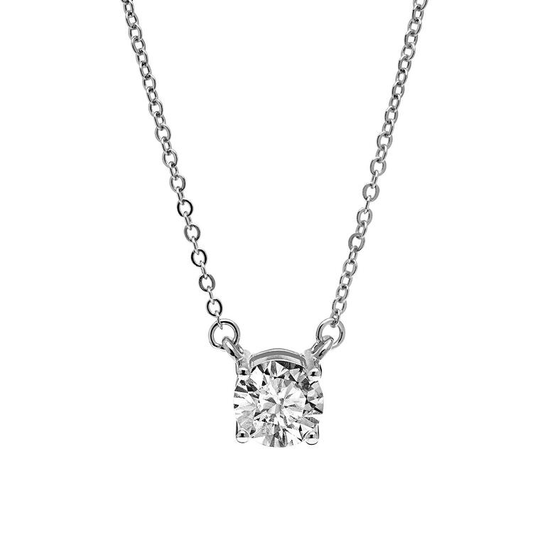Moissanite Anhänger mit Gliederkette in rhodiniert