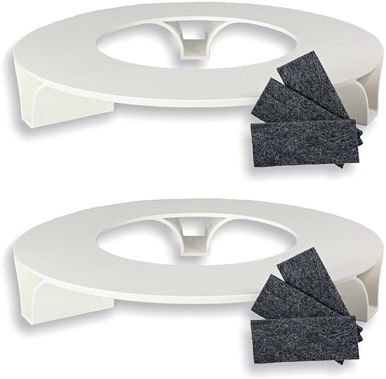 Cremeweißer Pflanztopf-Untersetzer mit Filzgleitern.