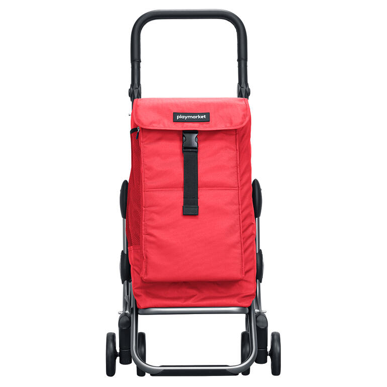 Roter Einkaufswagen Go up Premium frontal aufgenommen.
