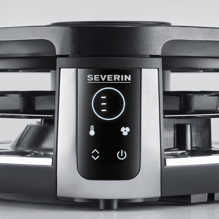 Einfach intuitiv per Touchdisplay bedienbar. Display des Raclette-Grills mit Temperatureinstellung und Steuerung.