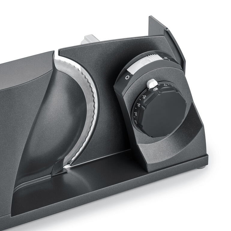 Ultrakompakter Allesschneider mit abnehmbarem Schneideelement.