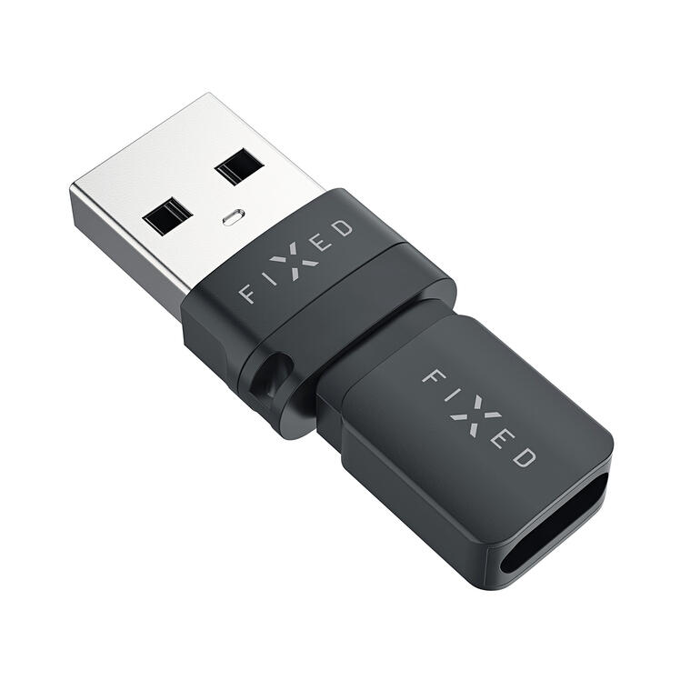 USB-Data-Blocker mit FIXED-Logo, in Schwarz.