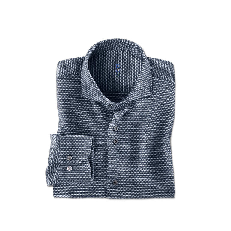 Jaspé-Winterhemd in Blau mit feinem Muster und Button-Down-Kragen.