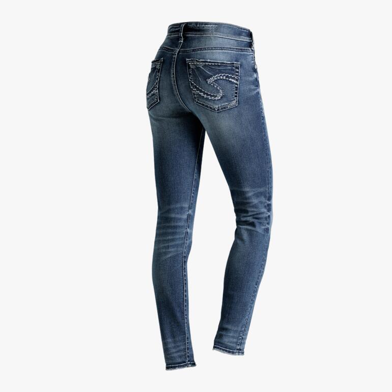 Silver Skinny-Jeans Avery in mittlerem Waschung mit verzierten Taschen