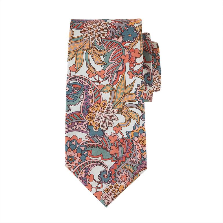 Apricot/Bleu/Flieder/Rosa Ascot Liberty™ Krawatte mit buntem Paisleymuster in verschiedenen Farben