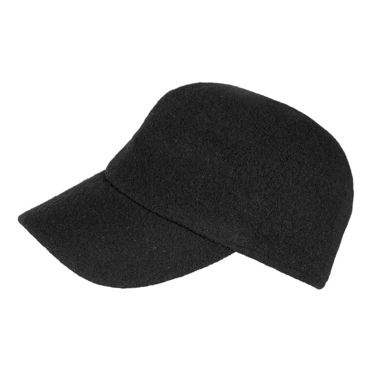 Schwarze Roeckl Walk-Kappe liegt auf einem Tisch.