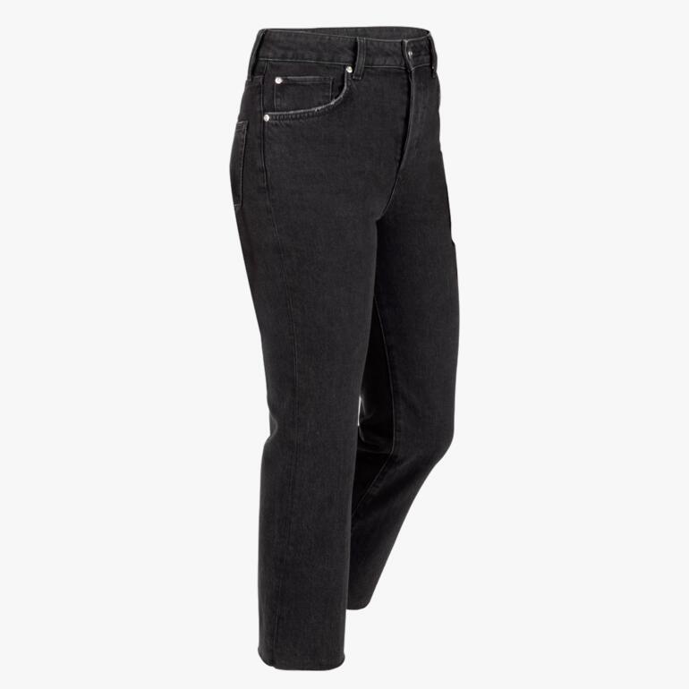 Schwarze Cropped-Jeans von Liu Jo, seitliche Ansicht.