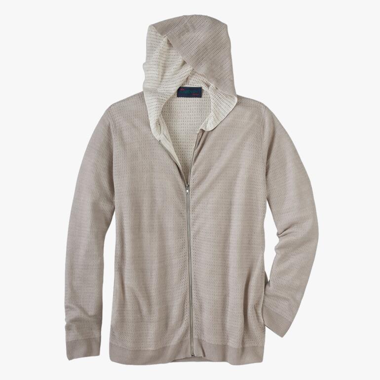 Carbery Leinen-Klima-Hoodie, vollständig geöffnet ohne Modell.