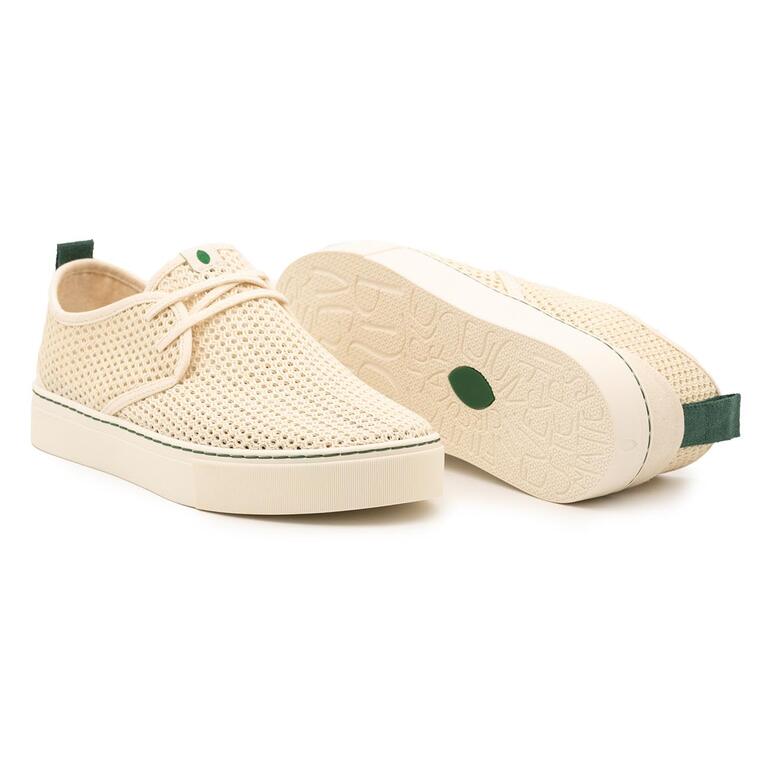 Offwhite Mesh-Sommersneaker in Größe 36 mit grüner Akzentfarbe