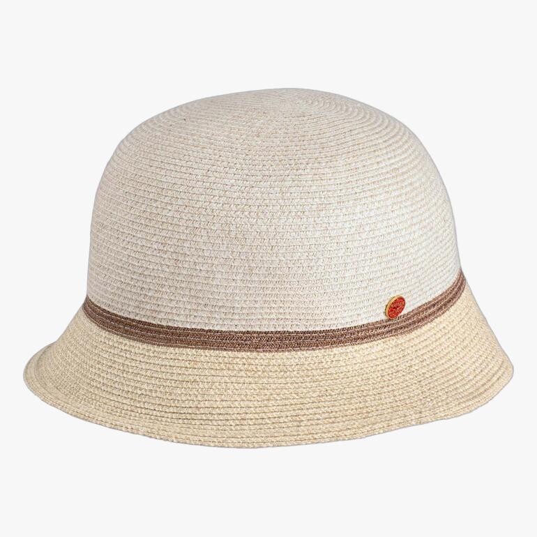 Borten-Cloche Hut in Creme/Ecru Farbton
