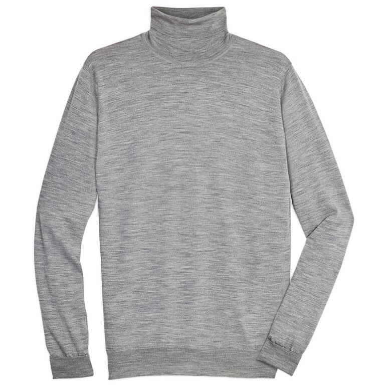 Grau melierter Junghans Strickrolli, flach liegend.