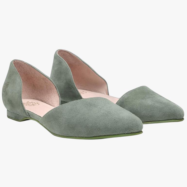 Grüne Velours Ballerina von Apple of Eden, Paaransicht.
