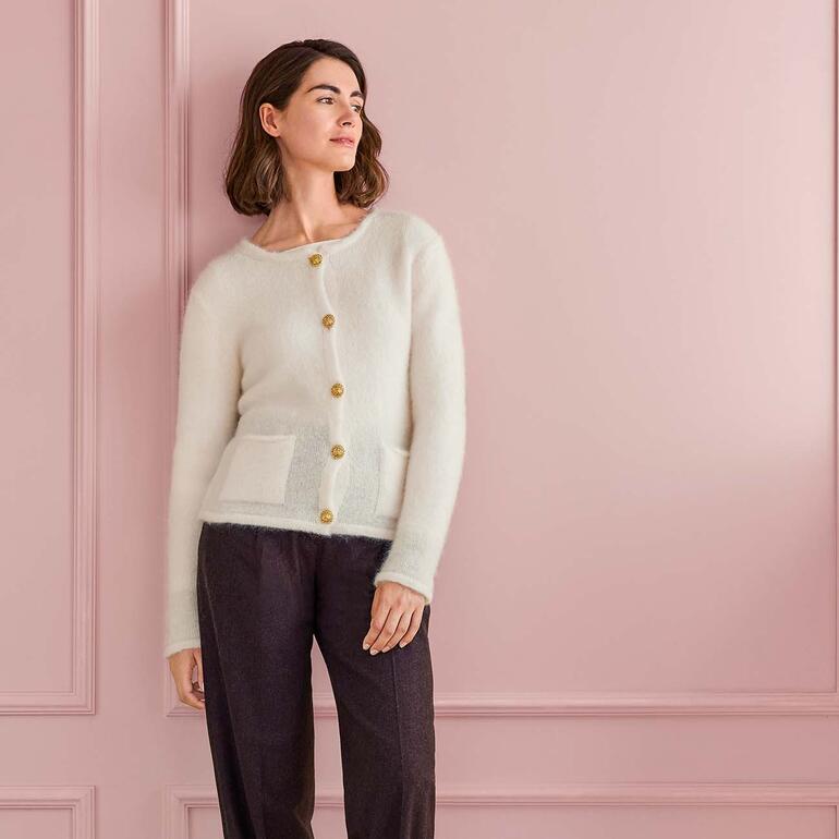 Junghans 1954 Mohair-Strickjacke Junghans 1954 Mohair-Strickjacke, weich und mit großen Knöpfen.