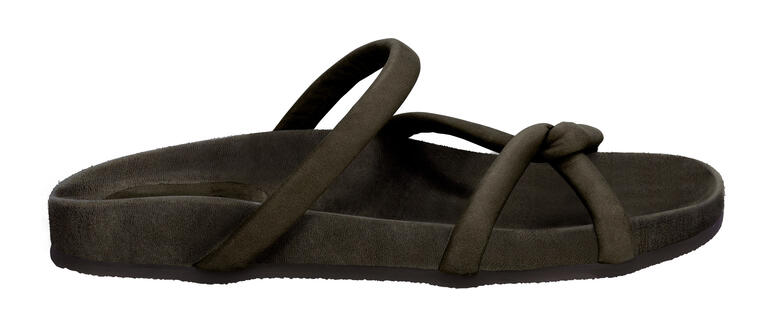 Klassische Werner Komfort-Pantoletten in Beige, seitliche Ansicht