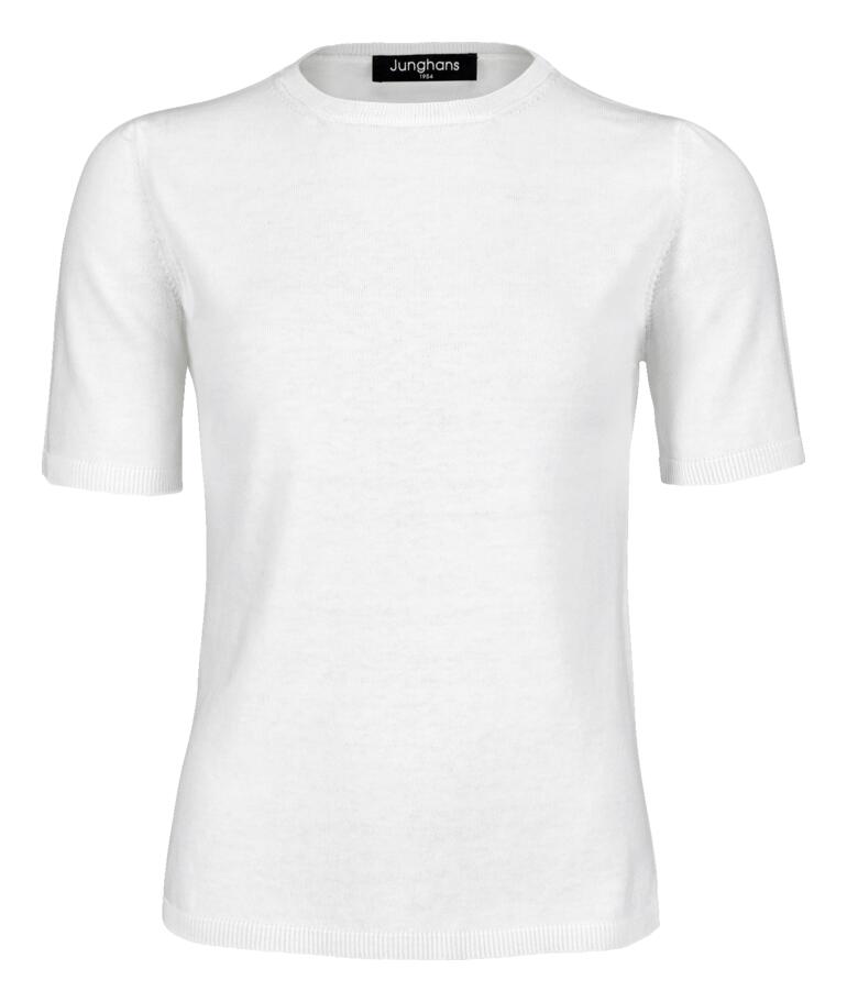 Junghans 1954 Milk-Cotton-Shirt, schlichtes weißes T-Shirt mit Rundhalsausschnitt.
