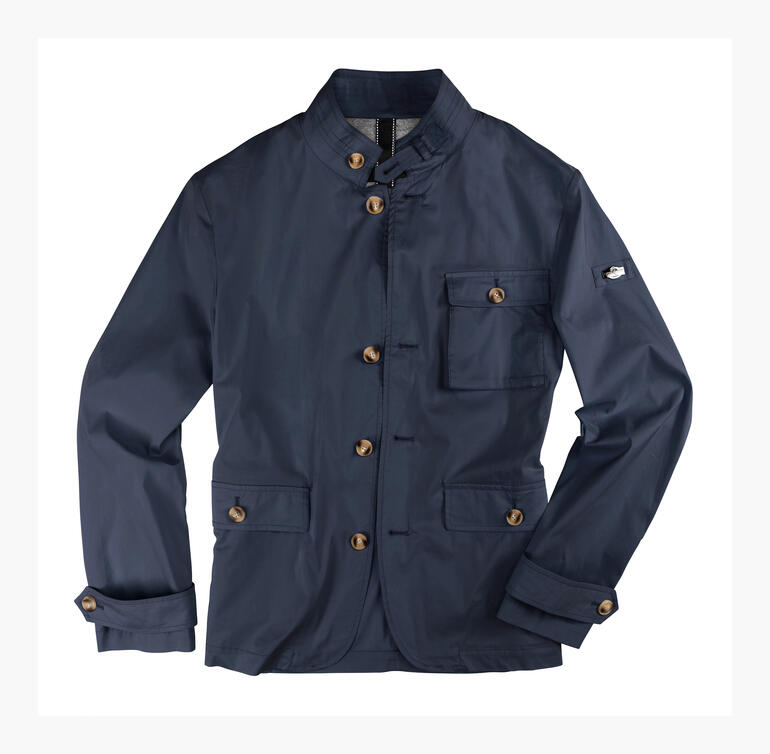 Steinbock® Ultraleicht-Cityjacke in Marine zum Aufhängen.