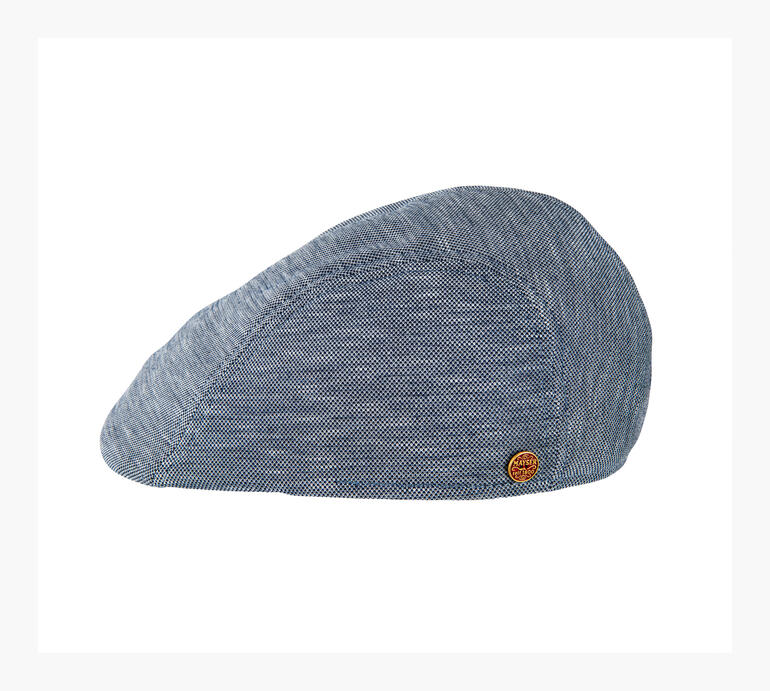 Jersey-Schiebermütze in Blau mit seitlichem Logo.