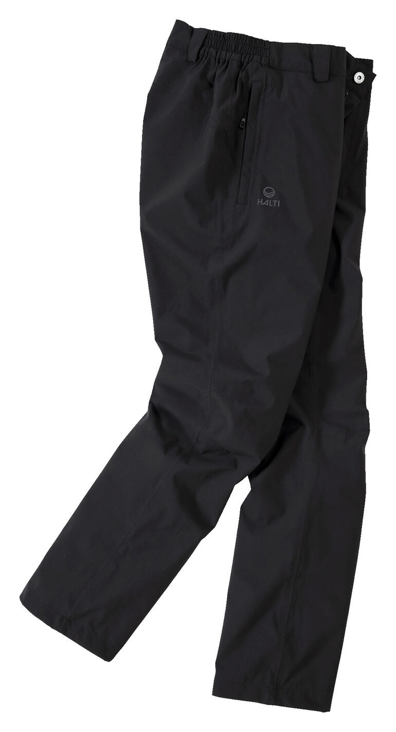 Schwarze Hardshell-Hose mit elastischem Bund.