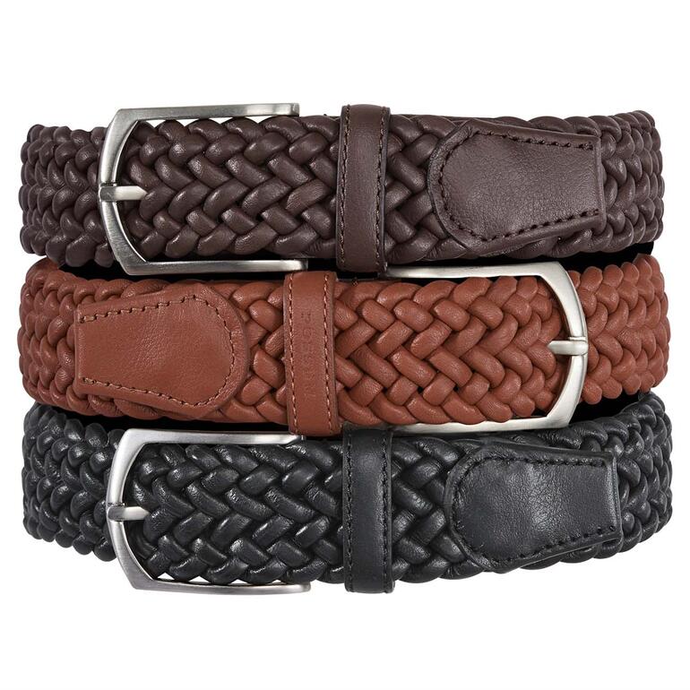 Ceinture en cuir tressé élastique