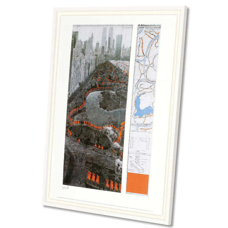 Grafik mit skizzenhaftem Stadtplan und orangefarbenen Gates im Central Park.